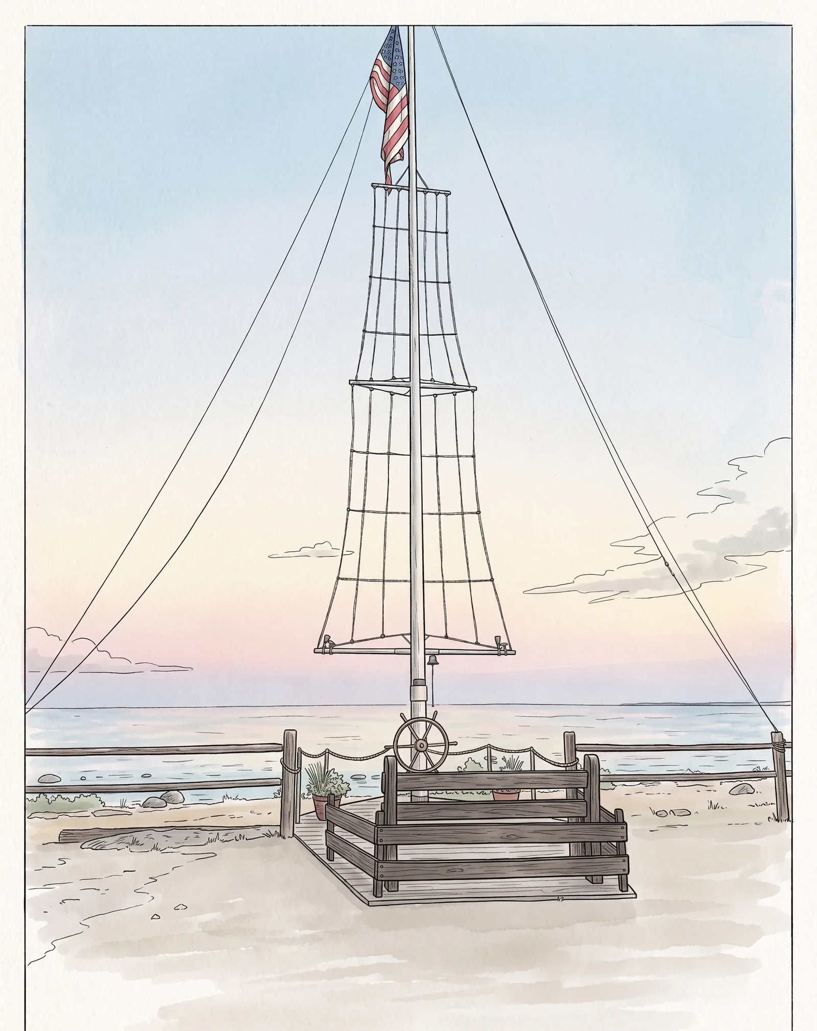 The fishing mast beside Green Bay, illustrated