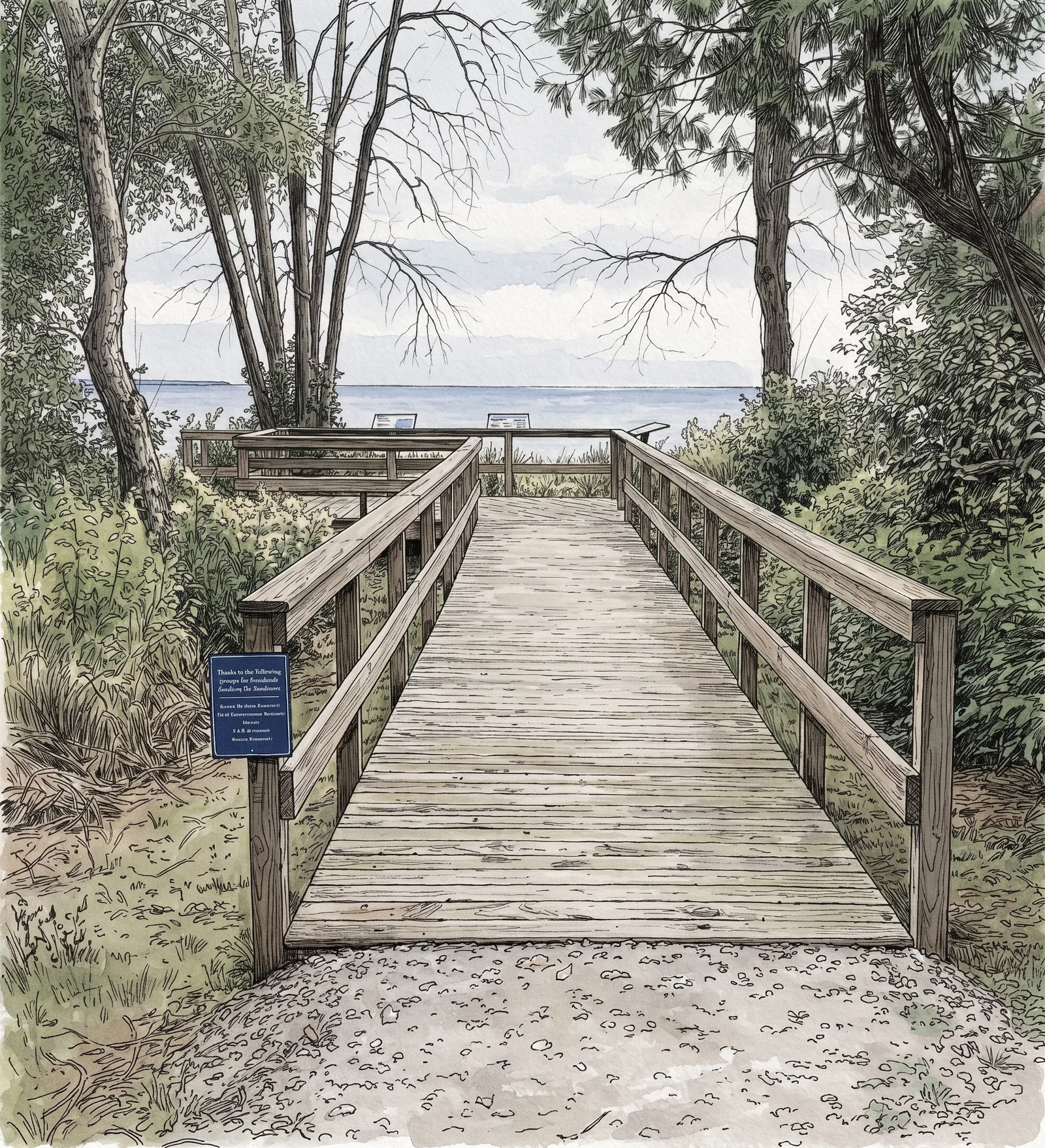 The Red Rock boardwalk and viewing platform, illustrated